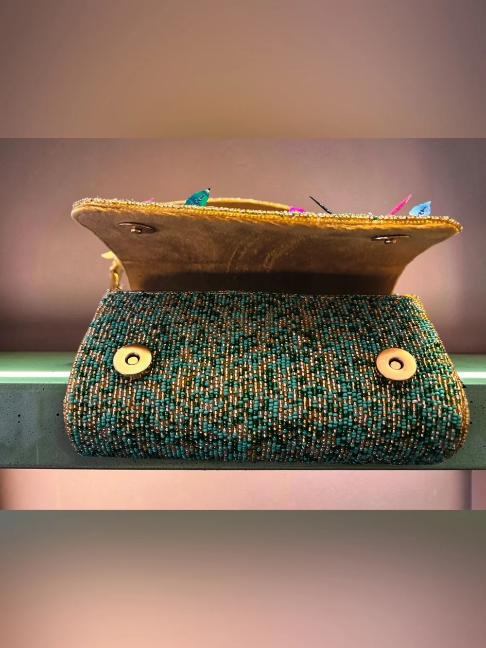 Sassy Jones Flamboyant Farah Beaded Peacock Clutch